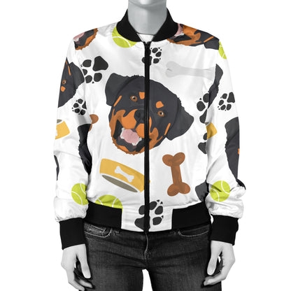 Rottweiler Pattern Print Design A04 Women's Bomber Jacket