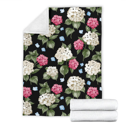 Hydrangea Pattern Print Design HD09 Fleece Blanket