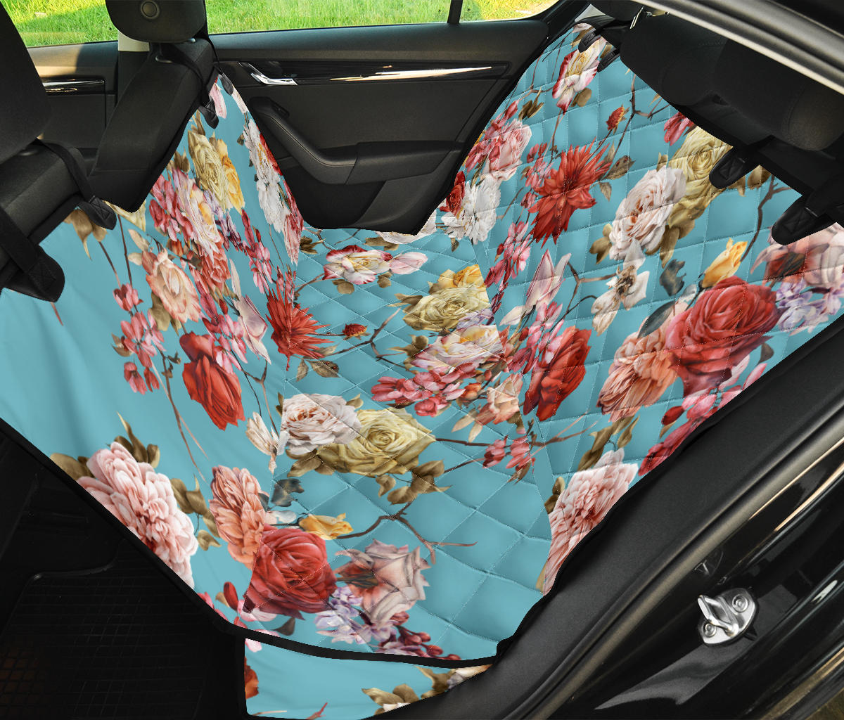 Summer Floral Pattern Print Design SF05 Rear Dog  Seat Cover