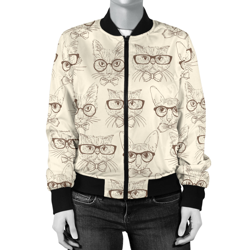 Cat Pattern Print Design 02 Women's Bomber Jacket