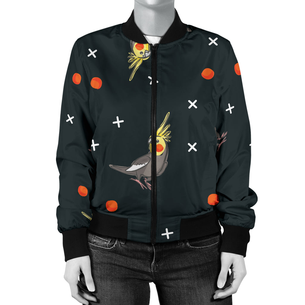 Cockatiel Pattern Print Design 02 Women's Bomber Jacket