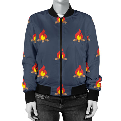 Campfire Pattern Print Design 02 Women's Bomber Jacket