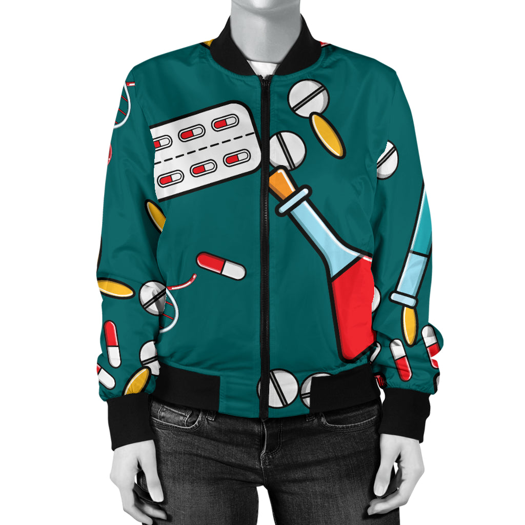 Nurse Pattern Print Design A05 Women's Bomber Jacket