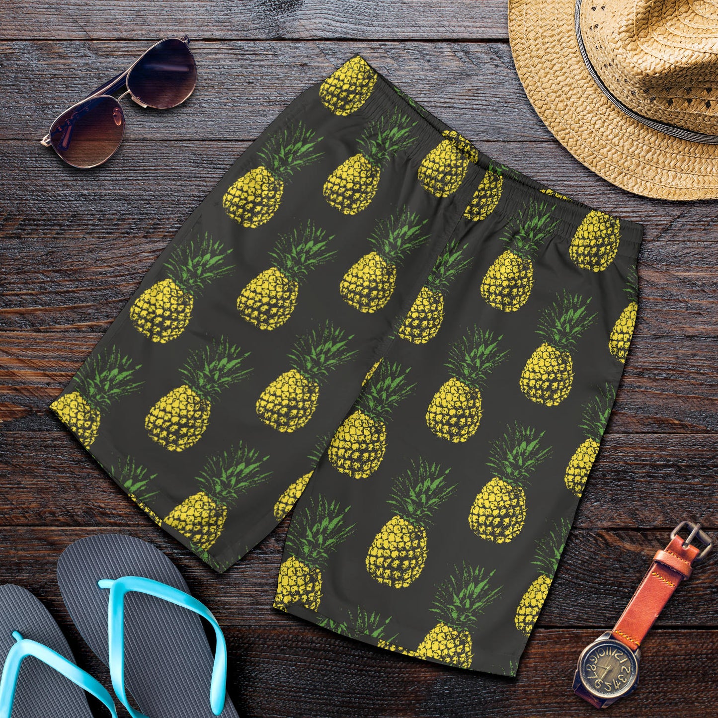 Gold Pineapple Mens Shorts