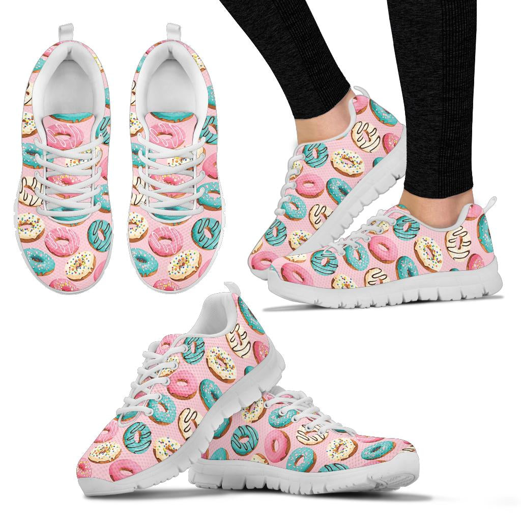 Donut Pattern Print Design DN06 Sneakers White Bottom Shoes