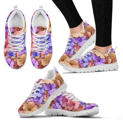 Colorful Geranium Pattern Sneakers White Bottom Shoes