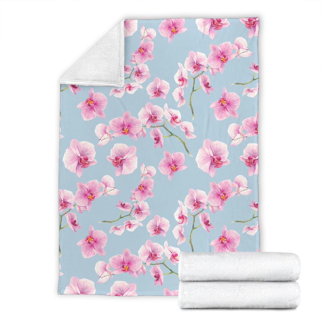 Orchid Pink Pattern Print Design OR01 Fleece Blanket