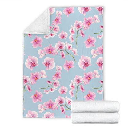 Orchid Pink Pattern Print Design OR01 Fleece Blanket