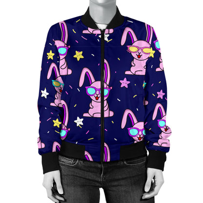 Rabbit Baby Pattern Print Design RB015 Women Bomber Jacket
