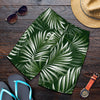 White Green Tropical Palm Leaves Mens Shorts