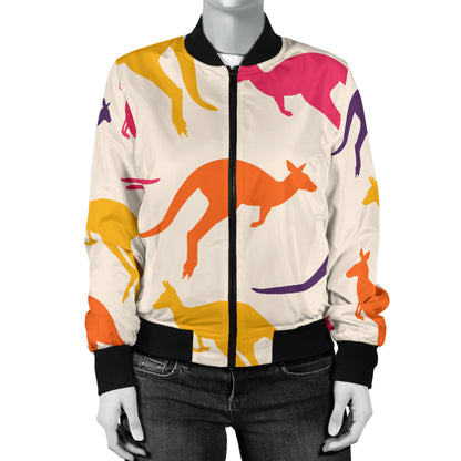 Kangaroos Pattern Print Design 01 Women's Bomber Jacket