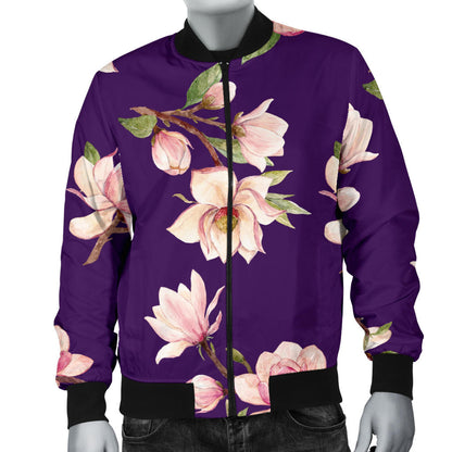 Magnolia Pattern Print Design MAG02 Men Bomber Jacket