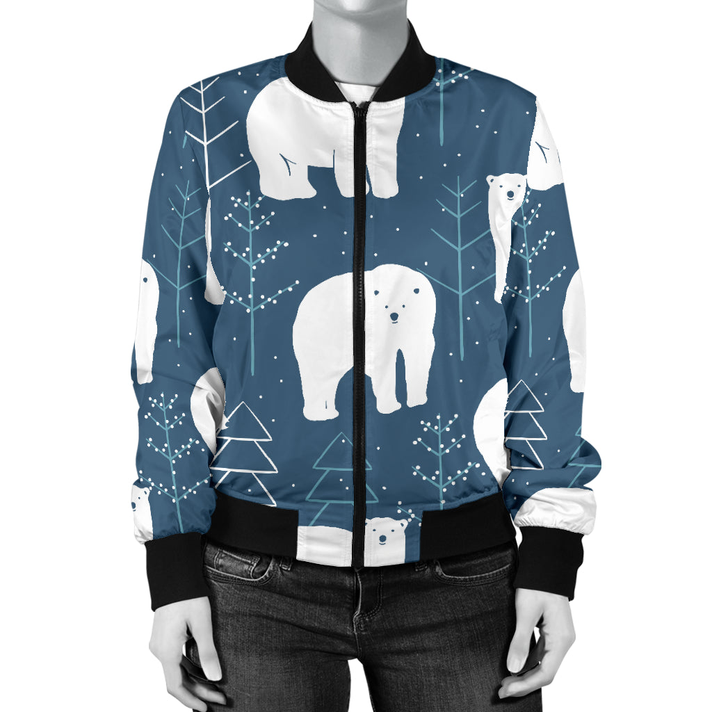 Polar Bear Pattern Print Design A01 Women's Bomber Jacket