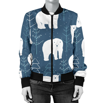 Polar Bear Pattern Print Design A01 Women's Bomber Jacket