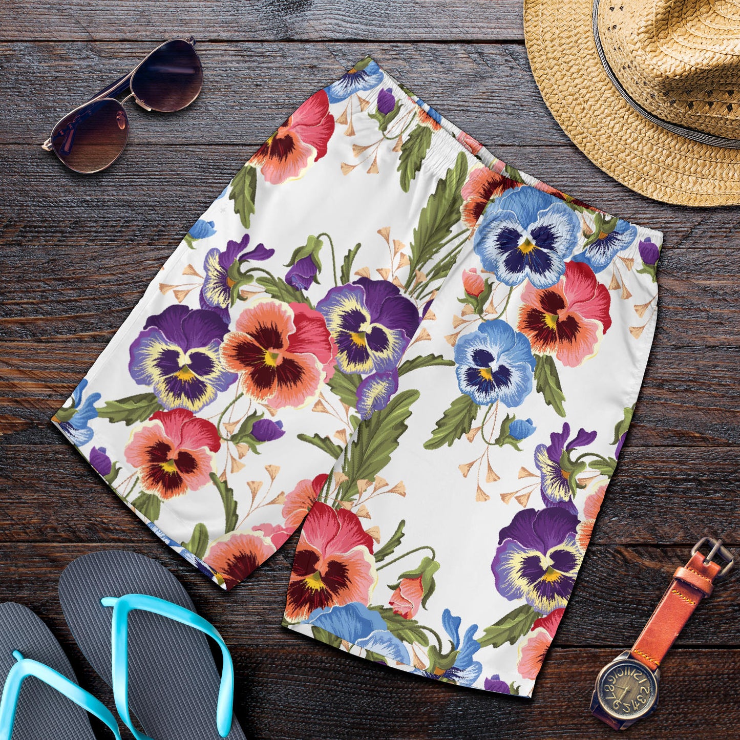 Pansy Pattern Print Design PS06 Mens Shorts