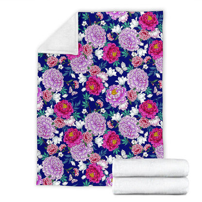 Dahlia Pattern Print Design DH013 Fleece Blanket