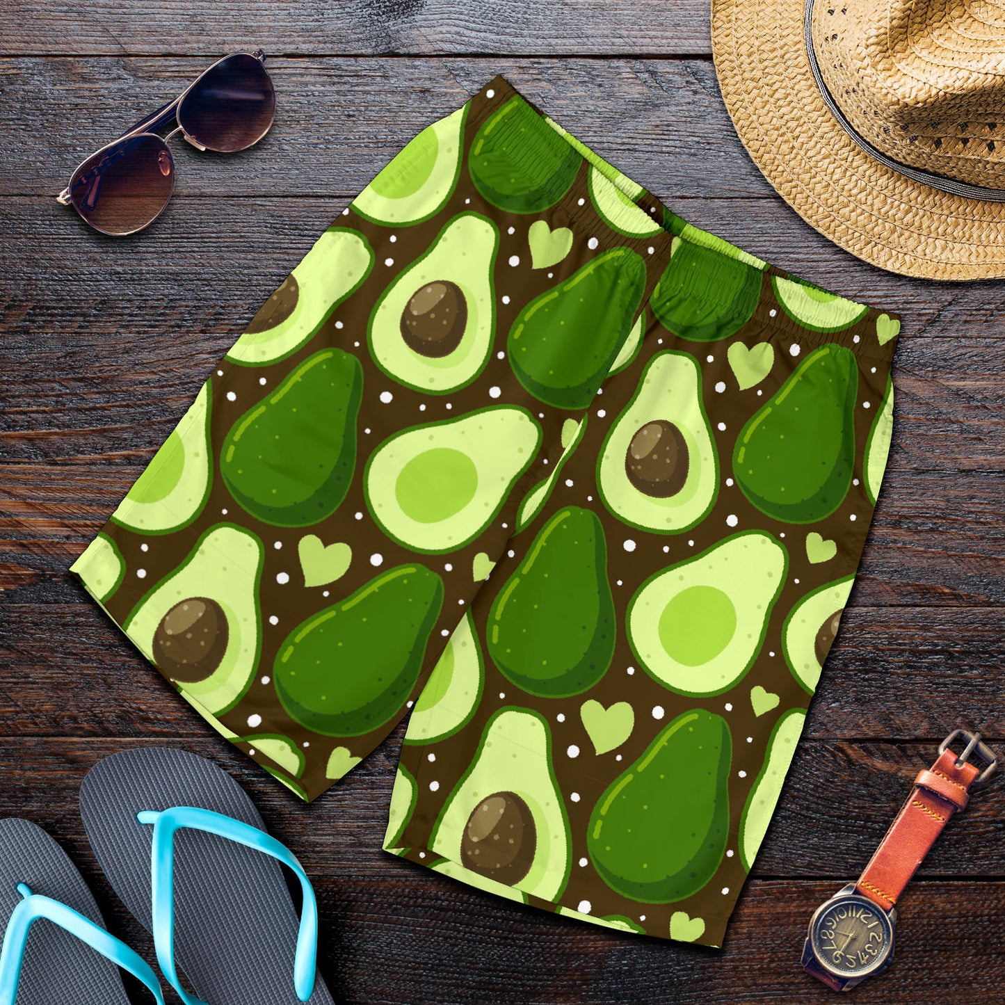 Avocado Pattern Print Design AC04 Mens Shorts