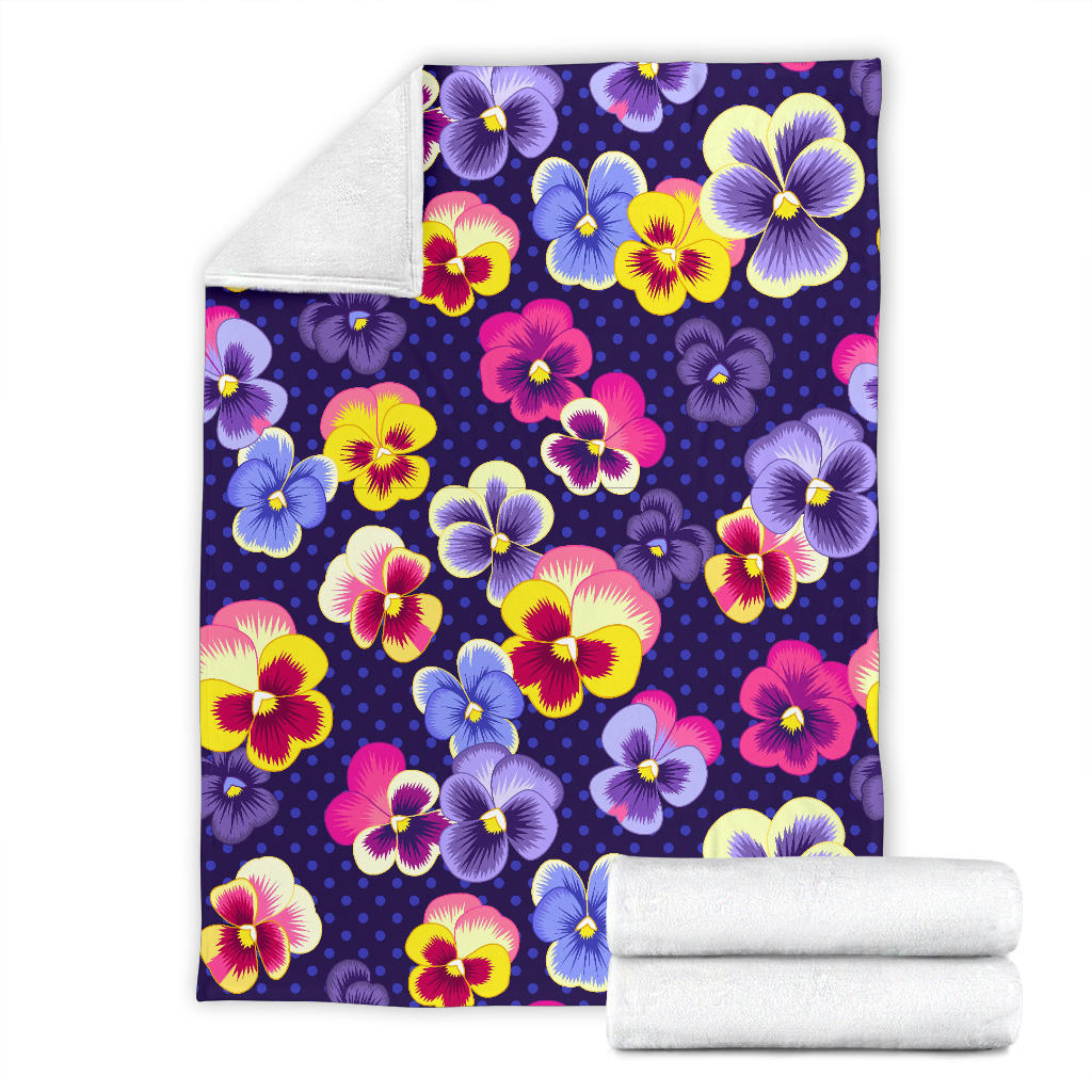 Pansy Pattern Print Design PS04 Fleece Blanket