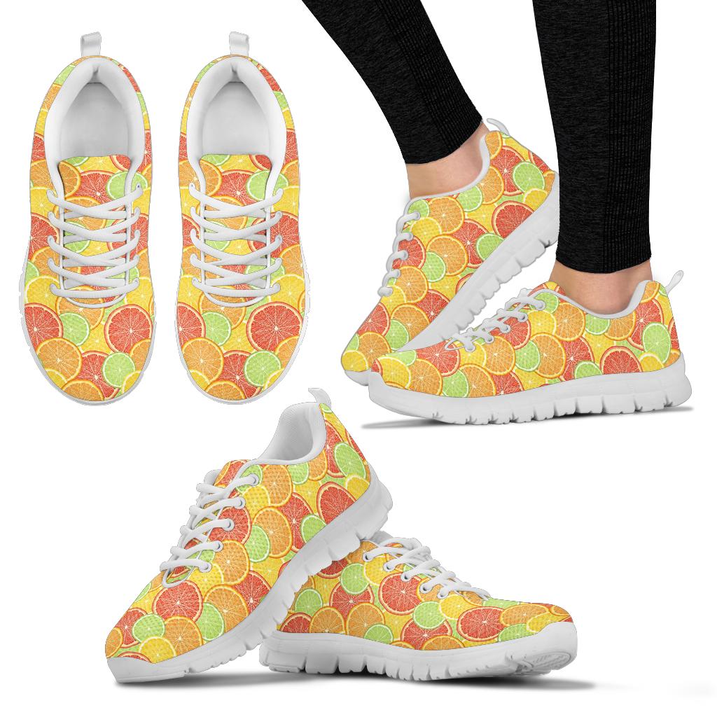 Grapefruit Pattern Print Design GF01 Sneakers White Bottom Shoes