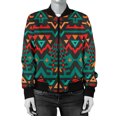 Aztec Pattern Print Design 04 Women's Bomber Jacket