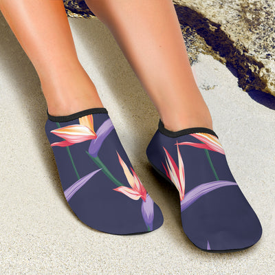 Bird Of Paradise Pattern Print Design BOP015 Aqua Water Shoes