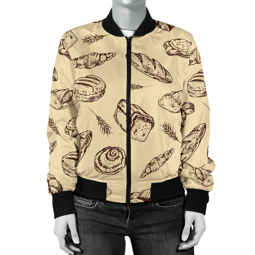 Bread Pattern Print Design 04 Women's Bomber Jacket