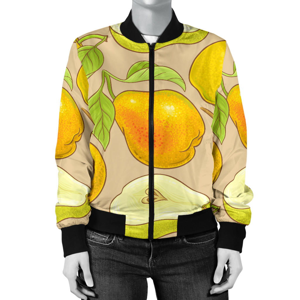 Pear Pattern Print Design PE05 Women Bomber Jacket