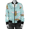 Bee Pattern Print Design BEE010 Women Bomber Jacket