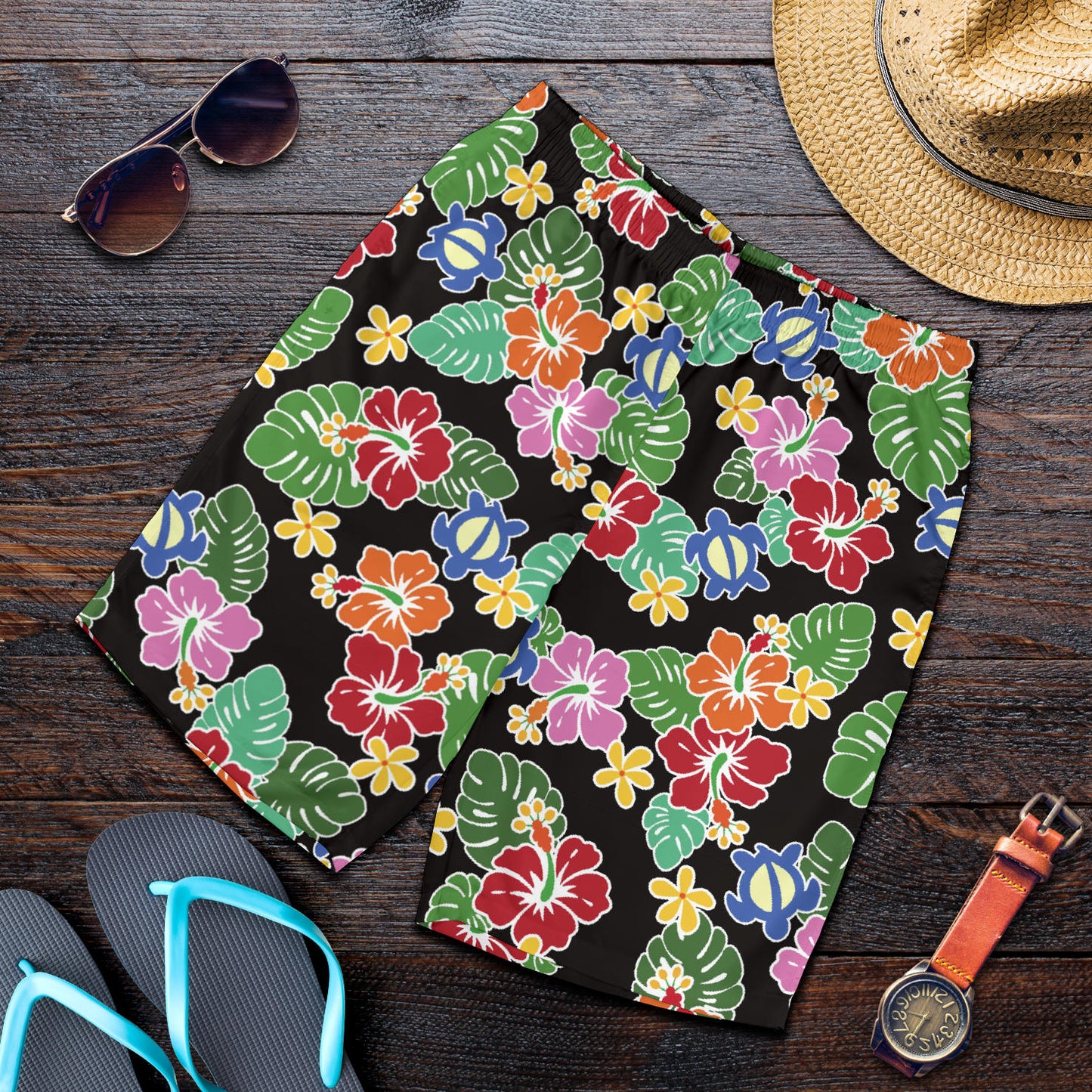 Hawaiian Themed Pattern Print Design H010 Mens Shorts