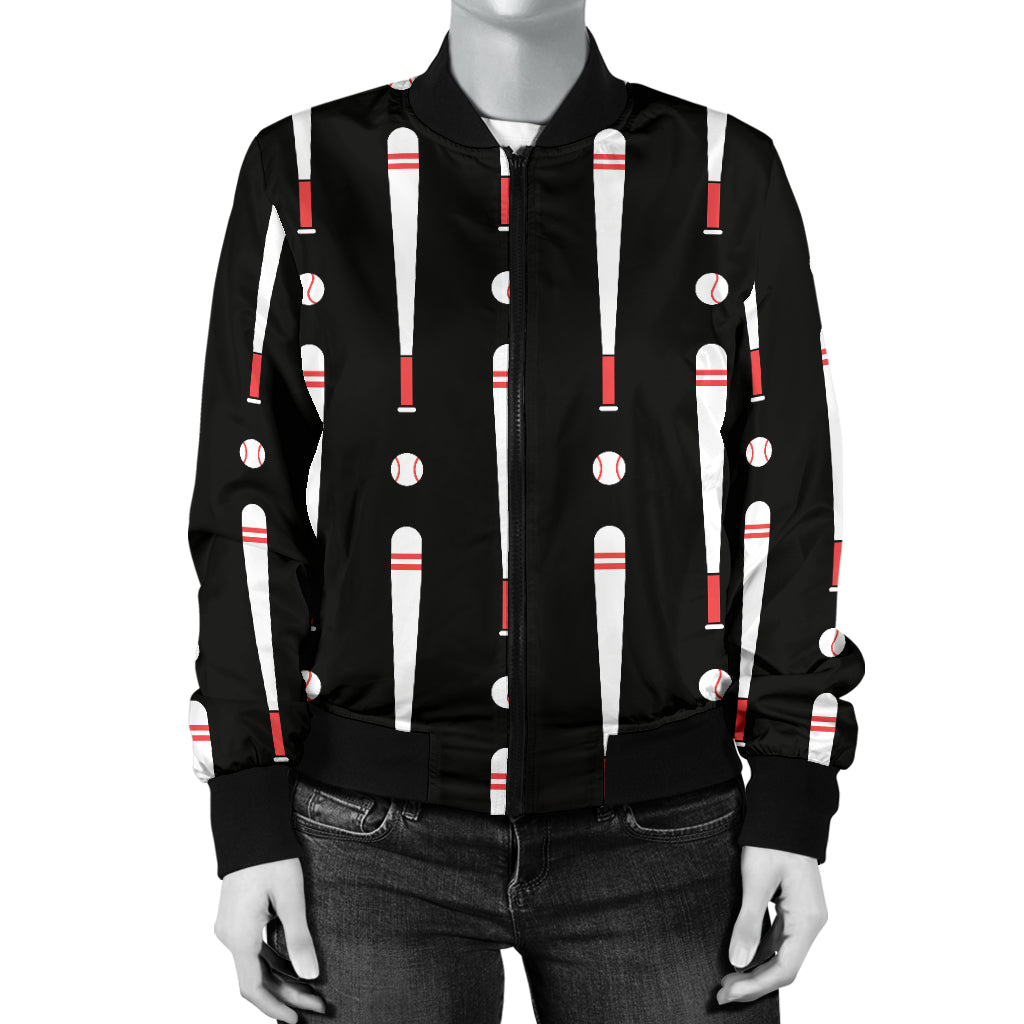 Baseball Pattern Print Design 03 Women's Bomber Jacket