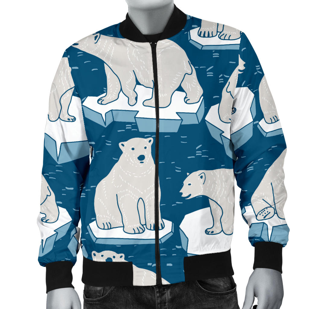 Polar Bear Pattern Print Design PB03 Men Bomber Jacket