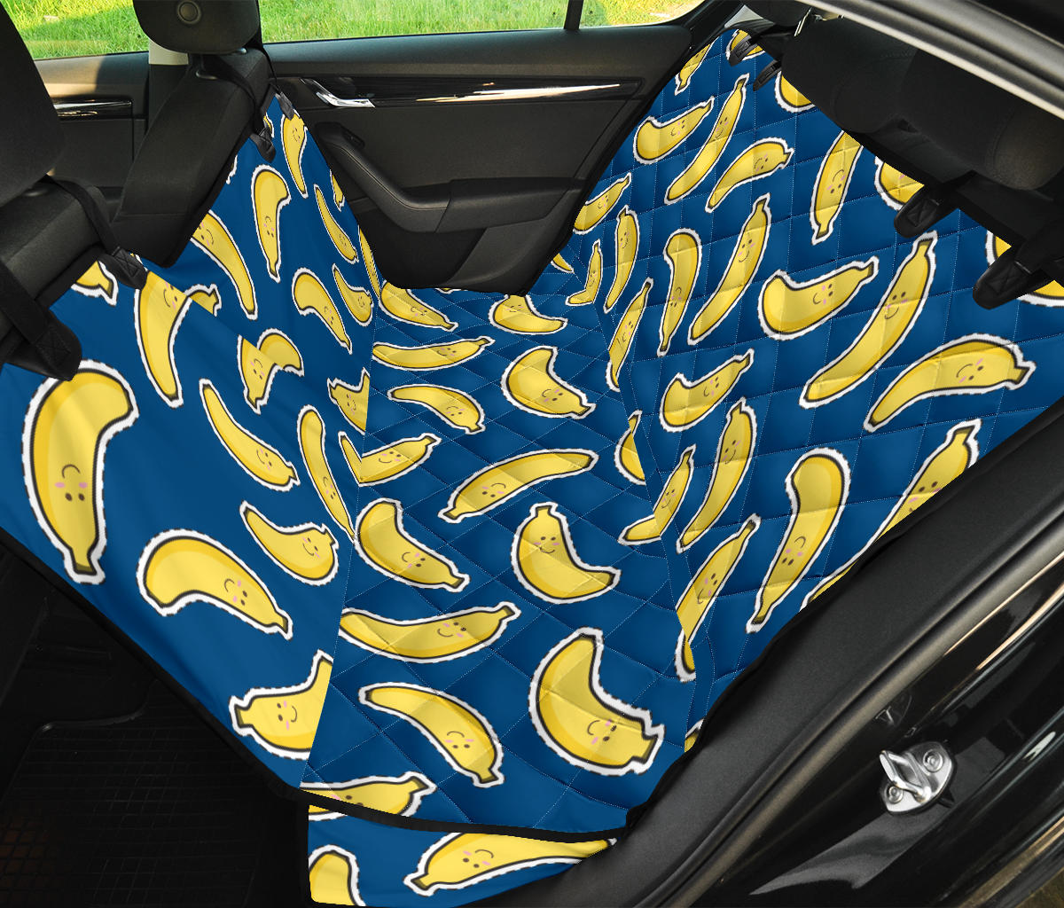 Banana Pattern Print Design BA03 Rear Dog  Seat Cover