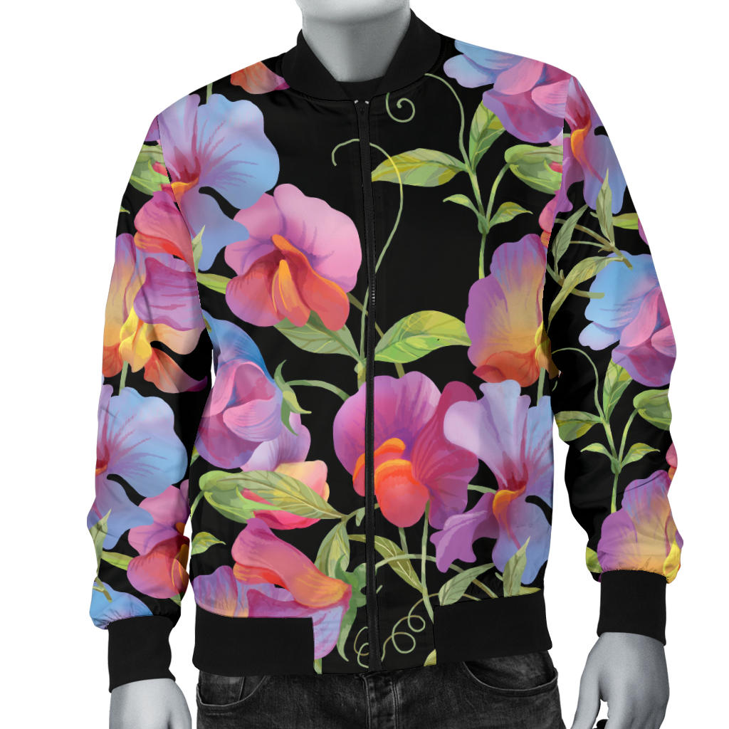 Peony Pattern Print Design PE012 Men Bomber Jacket