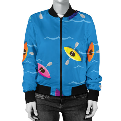 Kayak Pattern Print Design 03 Women's Bomber Jacket
