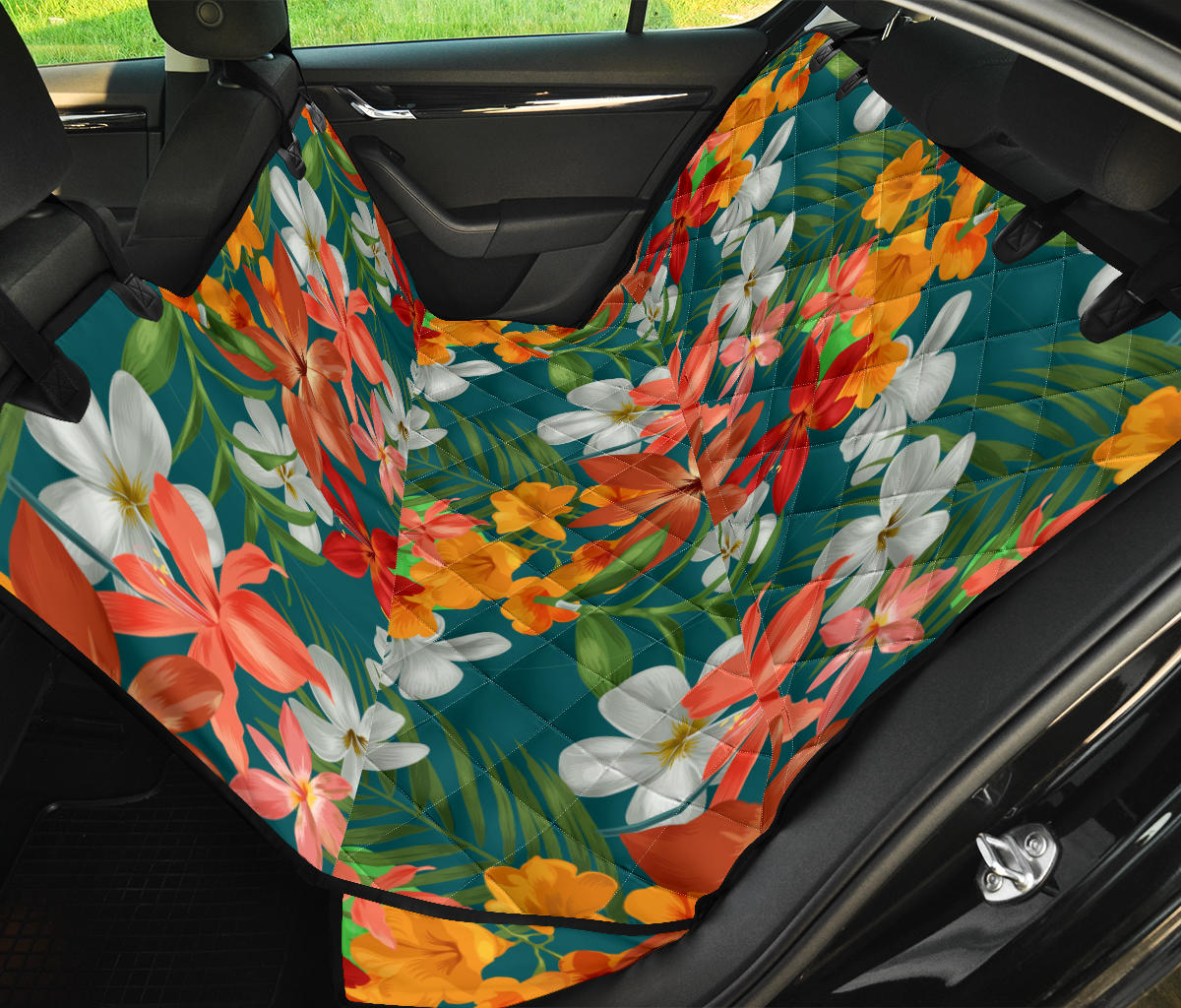 Amaryllis Pattern Print Design AL06 Rear Dog  Seat Cover
