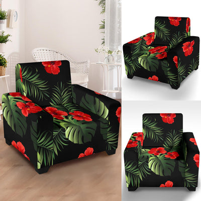 Red Hibiscus Tropical Armchair Slipcover