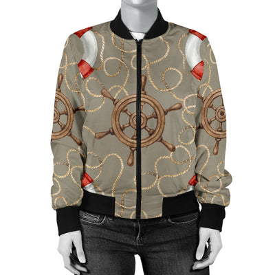 Nautical Pattern Print Design A02 Women's Bomber Jacket