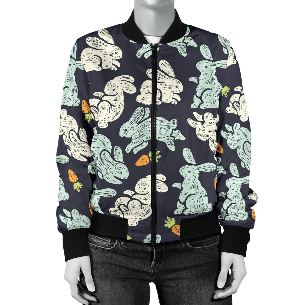 Bunny Pattern Print Design 04 Women's Bomber Jacket