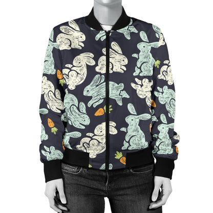 Bunny Pattern Print Design 04 Women's Bomber Jacket