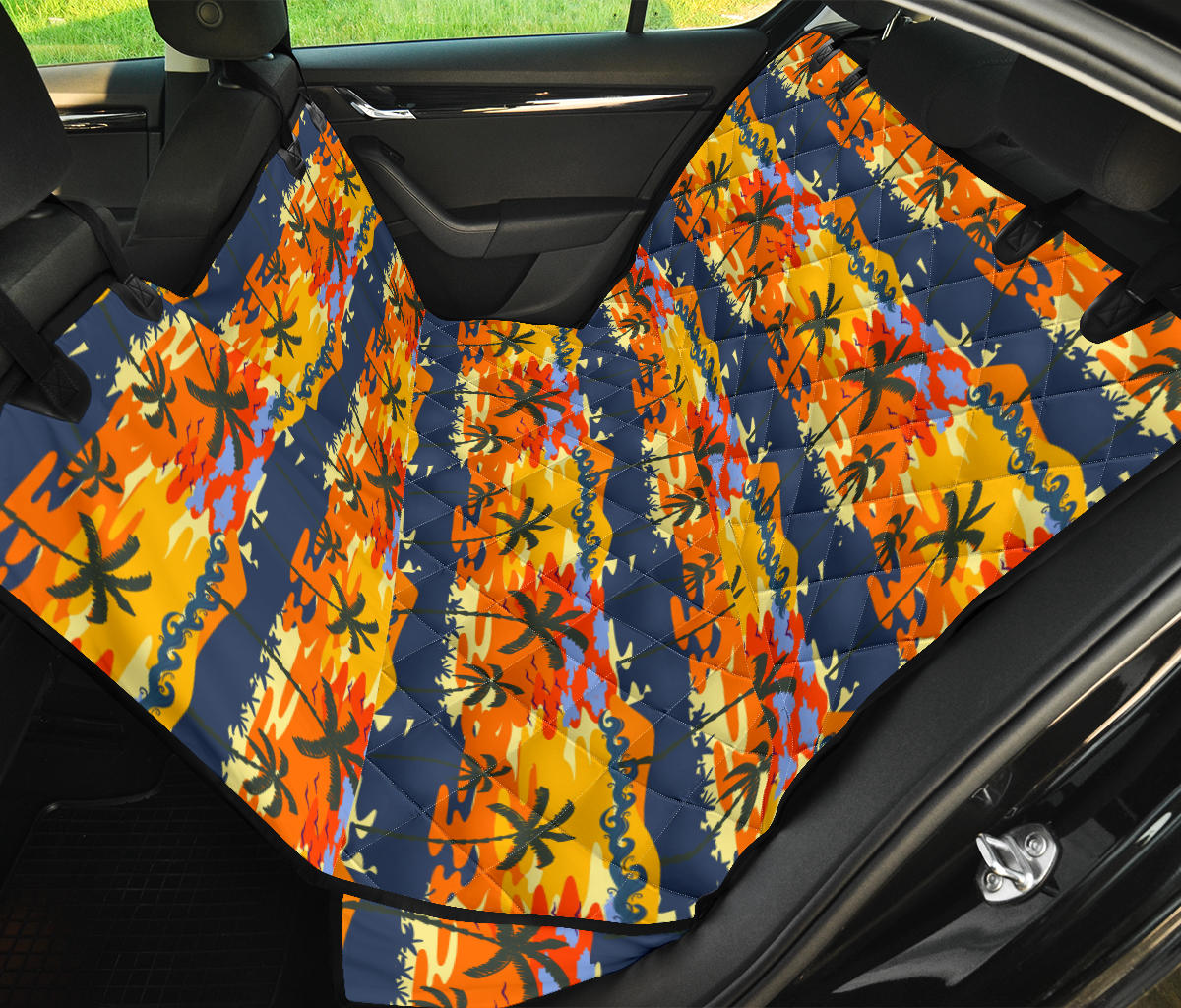 Palm Tree Pattern Print Design PT010 Rear Dog  Seat Cover