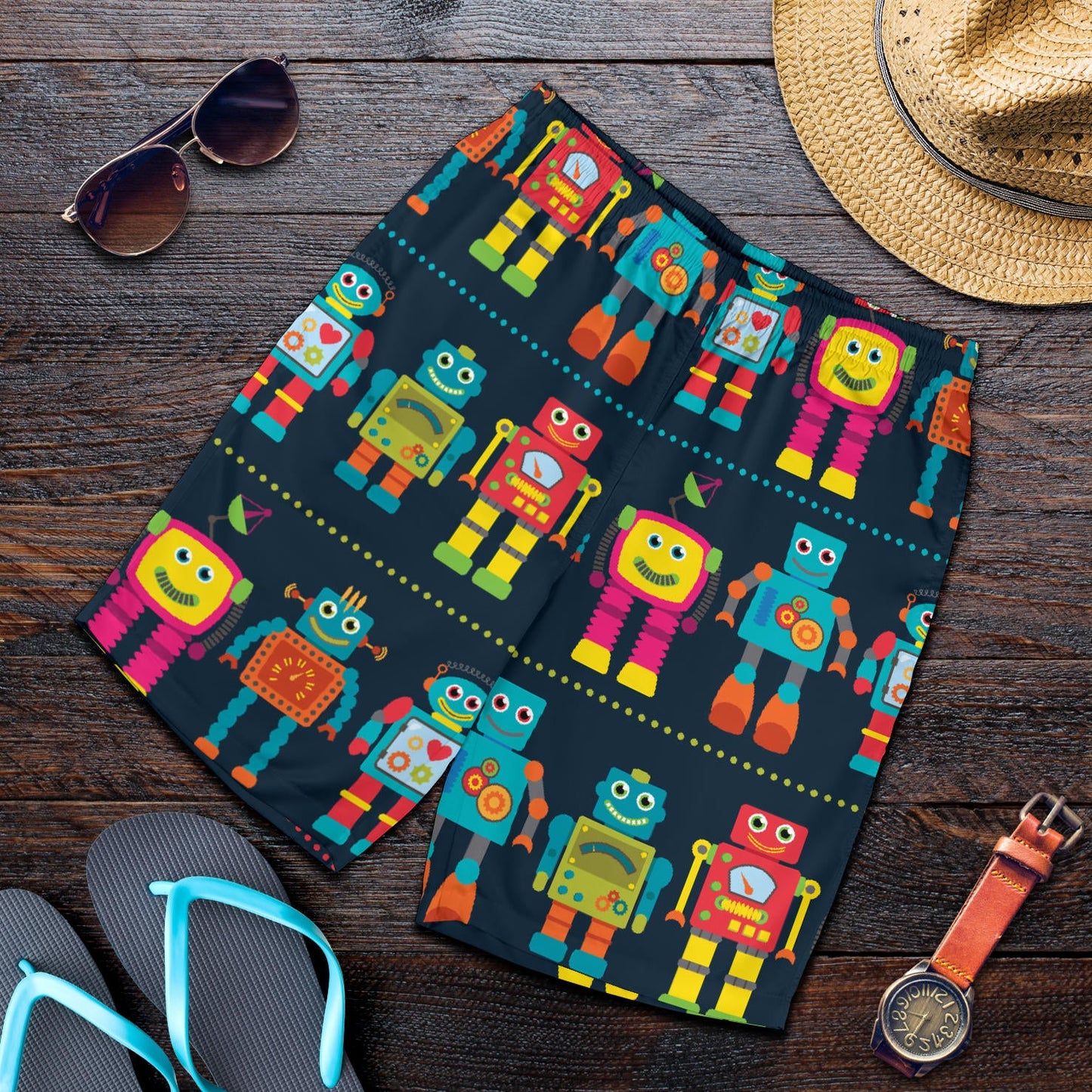Robot Pattern Print Design A01 Mens Shorts