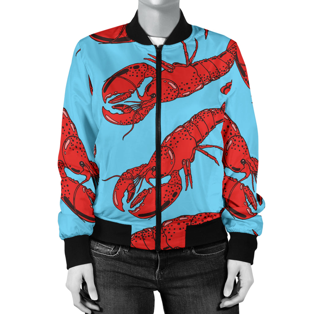 Lobster Red Pattern Print Design 03 Women's Bomber Jacket