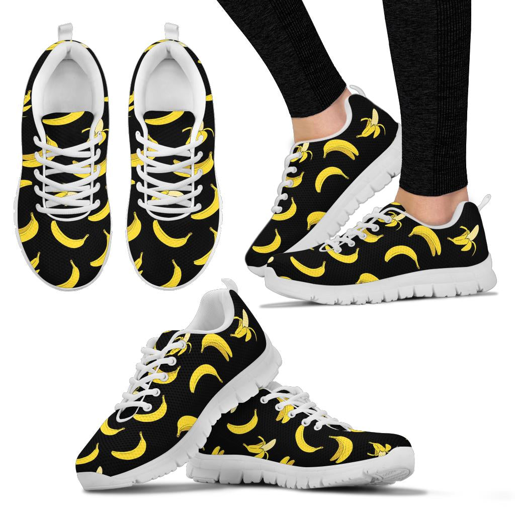 Banana Pattern Print Design BA05 Sneakers White Bottom Shoes