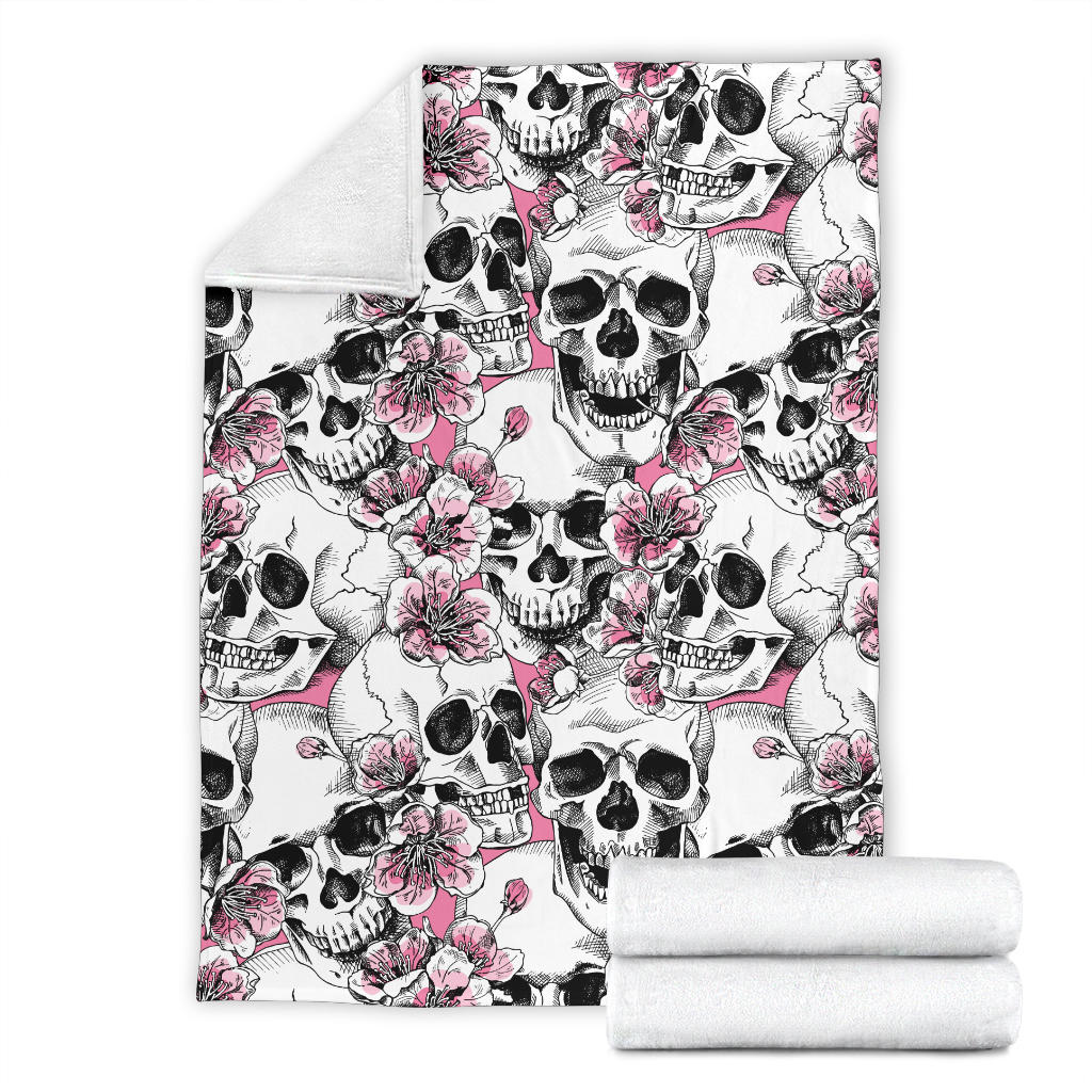 Cherry Blossom Pattern Print Design CB03 Fleece Blanket