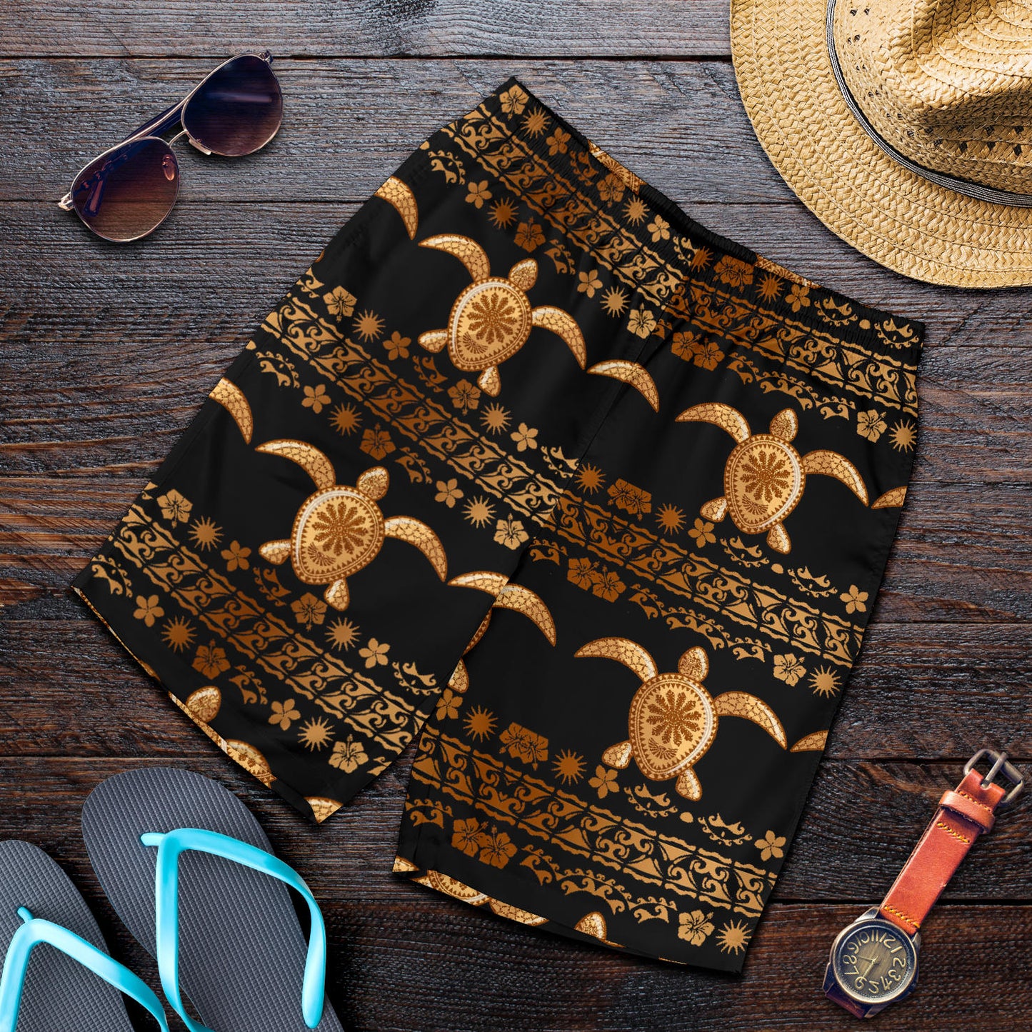 Tribal Sea turtle Polynesian Hawaiian Mens Shorts
