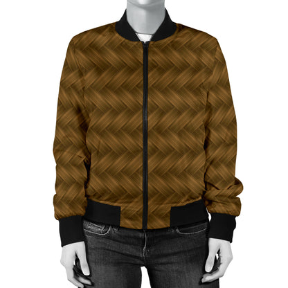 Cable Knit Pattern Print Design 02 Women's Bomber Jacket