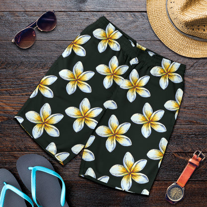 White Plumeria Pattern Print Design PM022 Mens Shorts