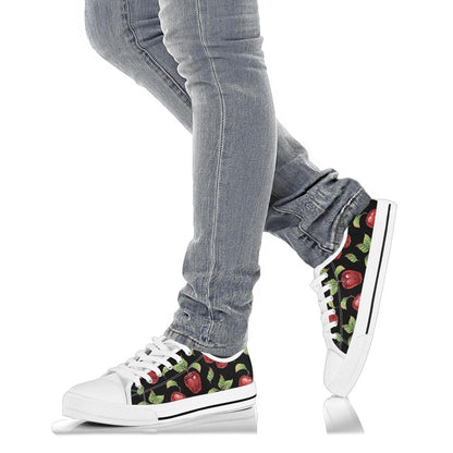 Apple Pattern Print Design AP011 White Bottom Low Top Shoes