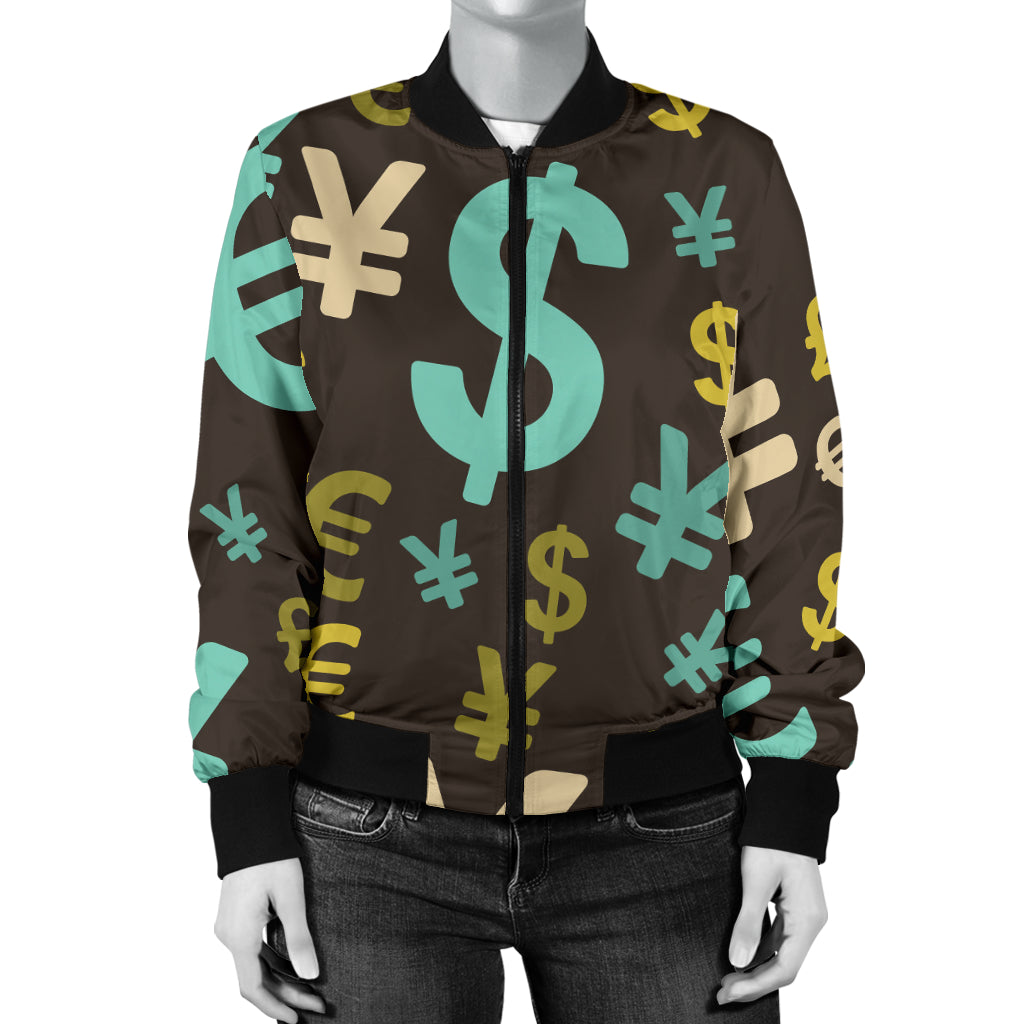 Money Pattern Print Design 01 Women's Bomber Jacket