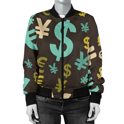 Money Pattern Print Design 01 Women's Bomber Jacket